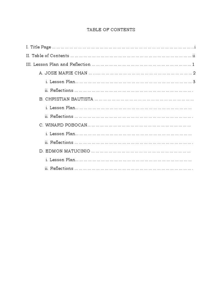 Table of Contents Sample | PDF
