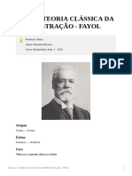 RESUMO - Teoria Clássica Da Administração (Fayol)