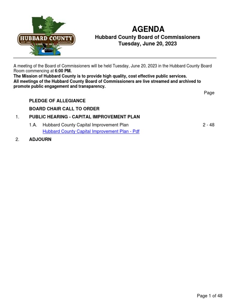 Hubbard County Capital Improvement Plan 20232028 PDF Taxes
