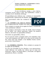 Nuestras Cerámicas. Continuamos Con El Reporte de Nuestras Tradición Cultural