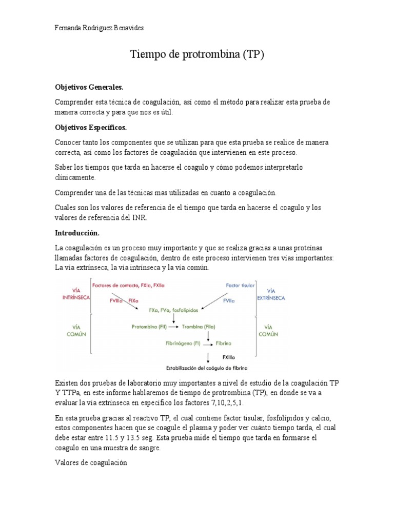 Evaluación del Tiempo de Protrombina | PDF | Coagulación | Proteínas de ...