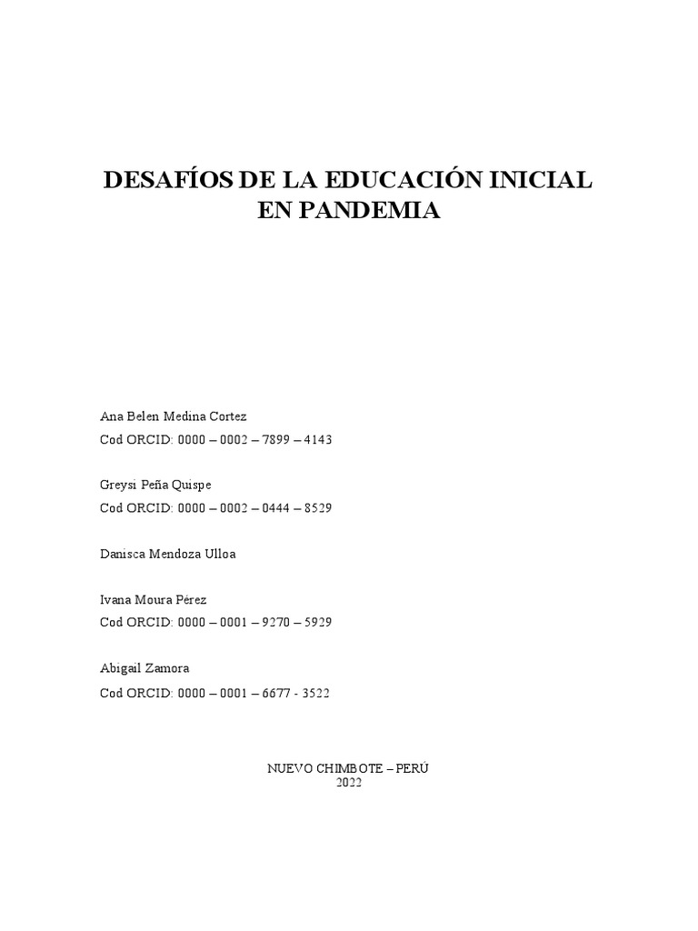 Desafíos de la Educación Inicial en Pandemia | PDF | Educación de la ...