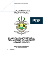 Consolidado Plan Atencion Territorial - Victimas Bolivar Cauca