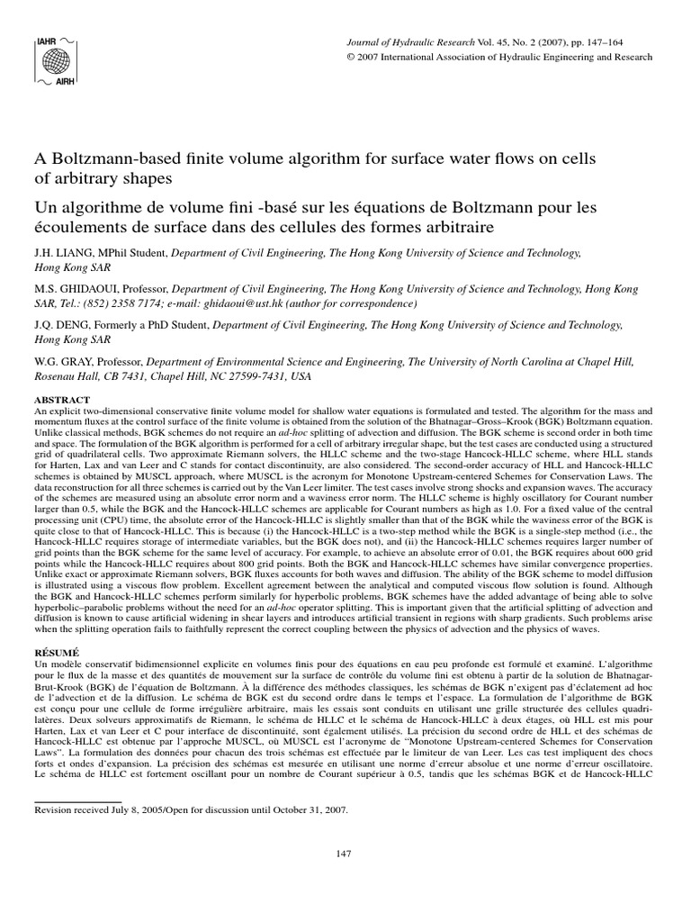Hong Kong SAR Journal of Hydraulic Research Vol. 45, No. 2 (2007), Pp