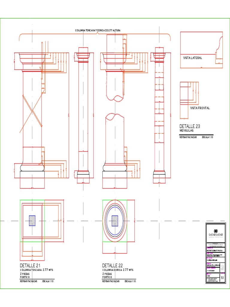 Detalles de Columnas y Fachadas Arquitectónicas | PDF