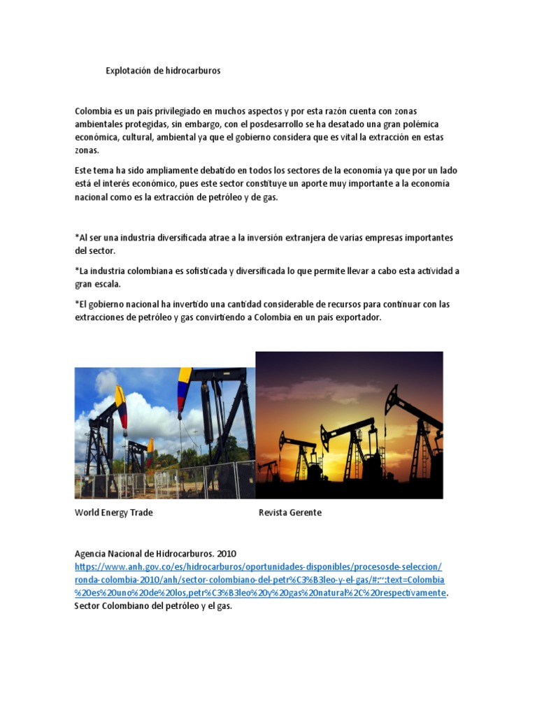 Explotación de Hidrocarburos en Colombia | PDF
