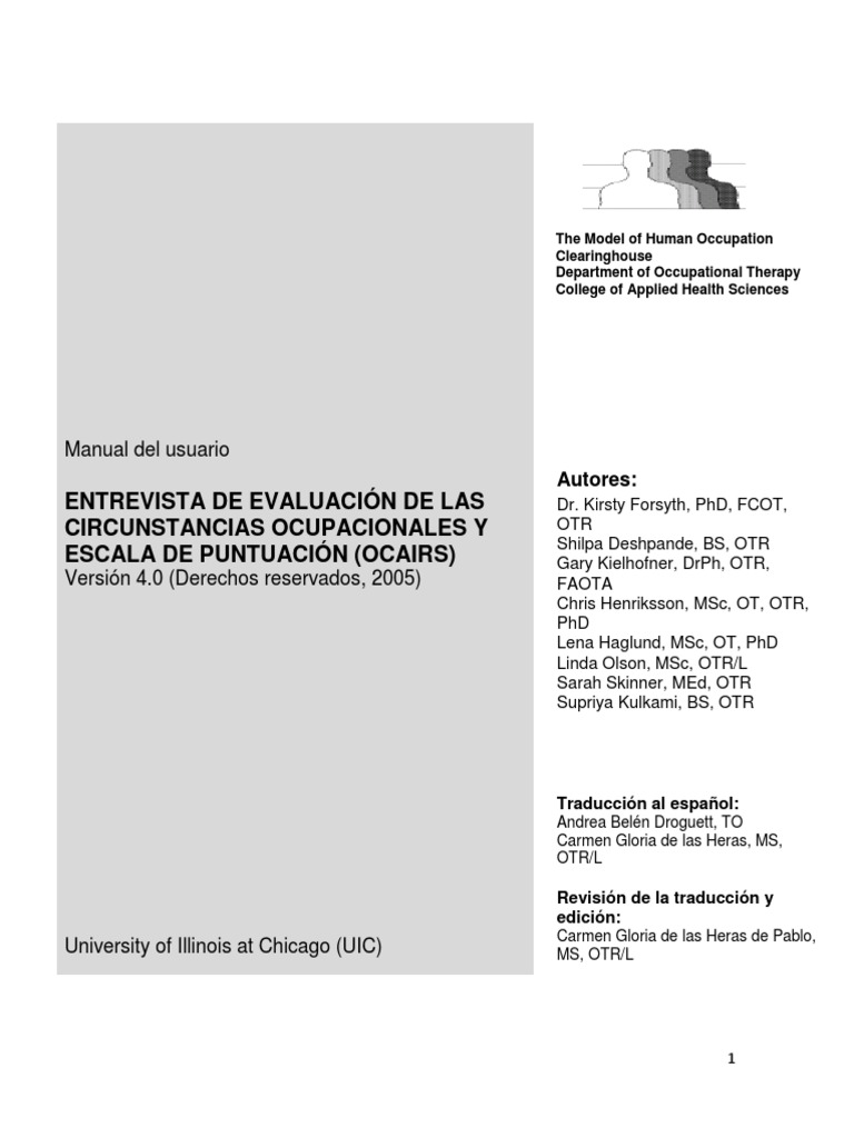 Ocairs Versioìn 4.0 Espanþol | PDF | Comportamiento | Evaluación