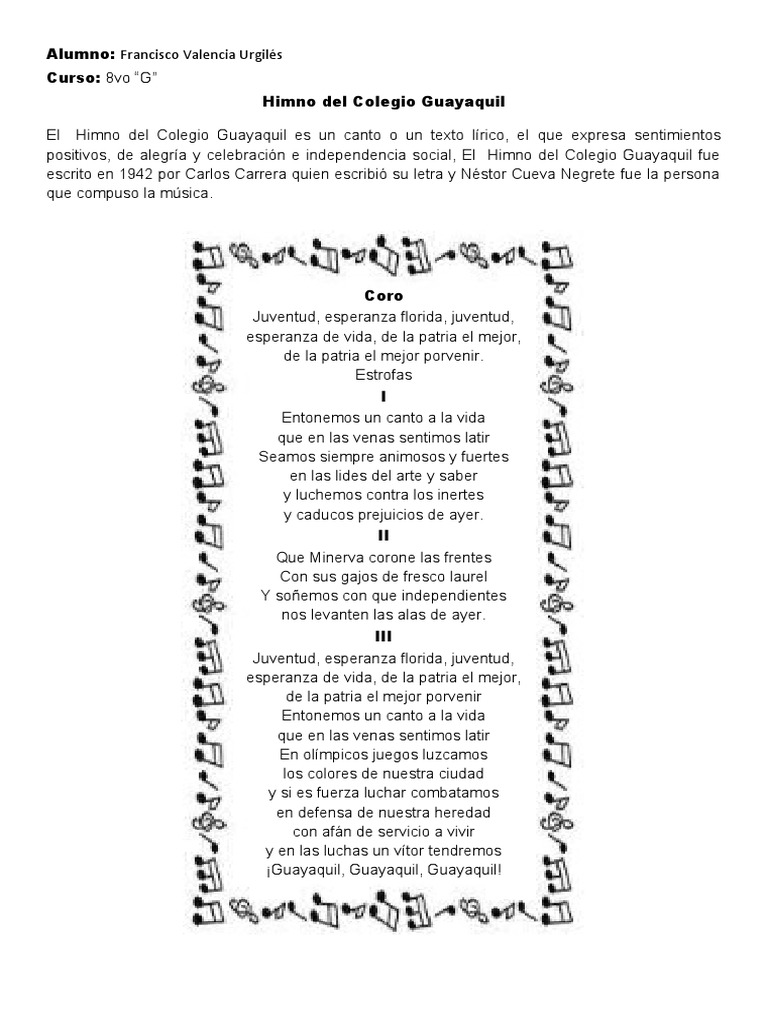 Himno Del Colegio Guayaquil | PDF