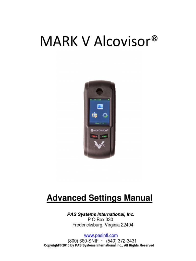 Mark V Advanced Settings Manual | PDF | Calibration | Password