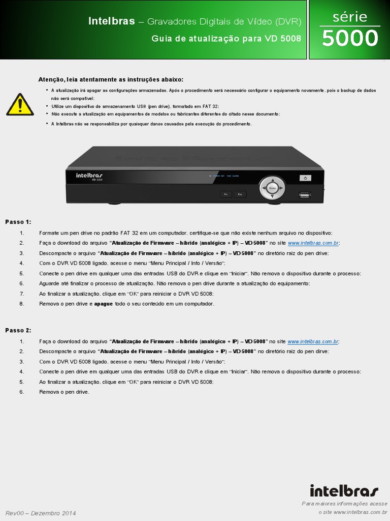 Guia de Atualizacao - VD 5008 | PDF | Pen-drive | Câmera de vídeo digital