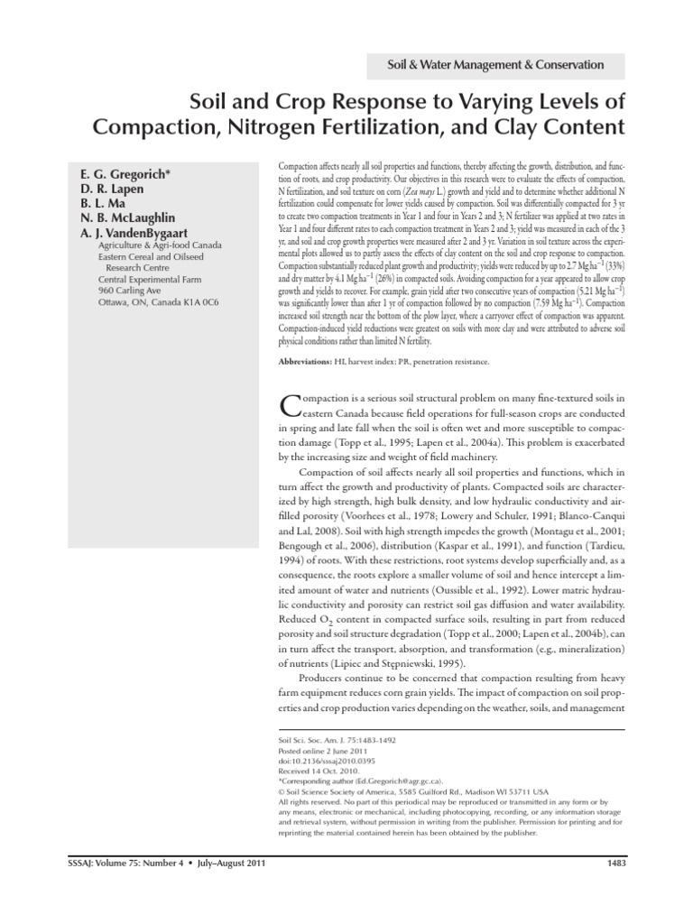 Soil and Crop Response To Varying Levels of Comp Action, Nitrogen ...