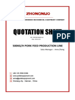 Quotation Sheet: 500Kg/H Pork Feed Production Line