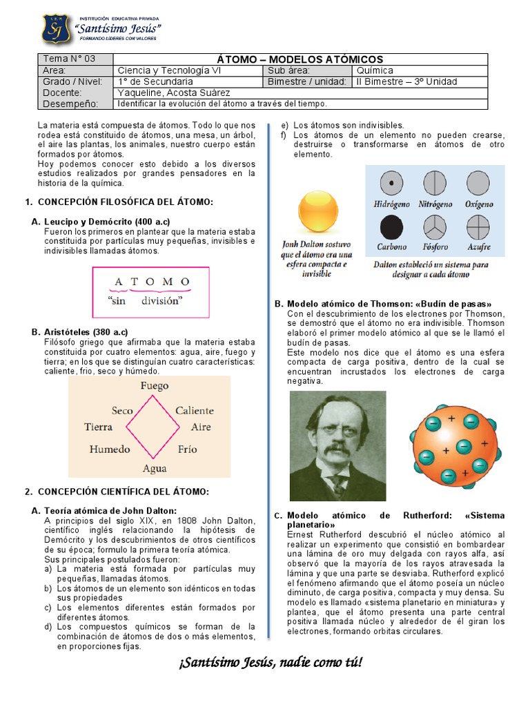 Atomo Modelos Atomicos Pdf átomos Núcleo Atómico