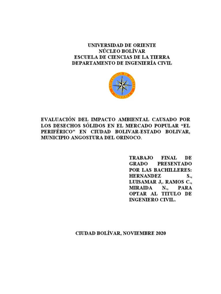 Evaluación Del Impacto Ambiental Causado Por Los Desechos Sólidos en El ...