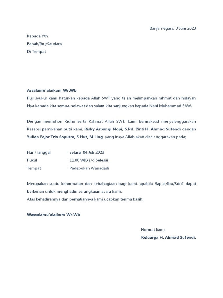 Contoh Undangan Resmi | PDF