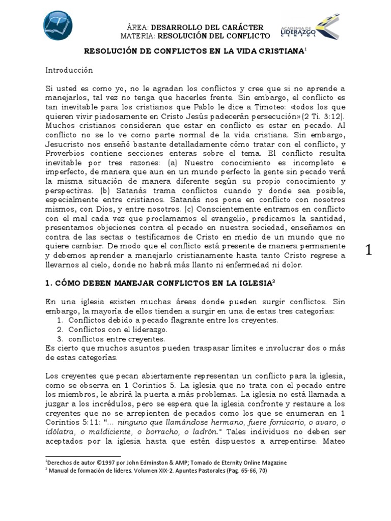 Resolución de Conflictos en la Iglesia | PDF | Jesús | Iglesia cristiana