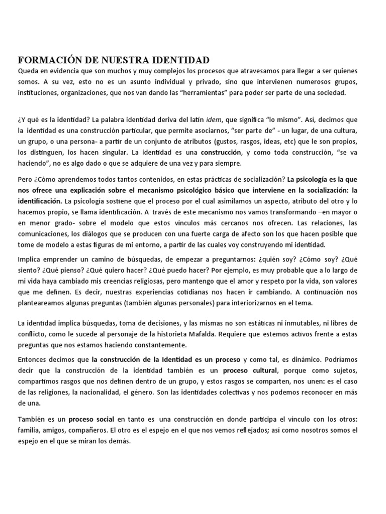 Construcción de la Identidad Social | PDF | Sicología | Sociedad