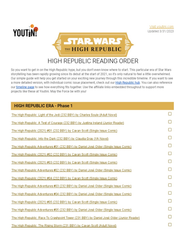 Printable High Republic Reading Order.pdf PDF Publications Star Wars