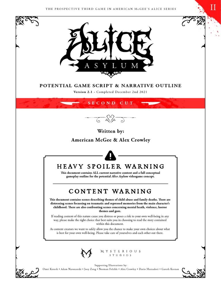 V2.1_Alice_Asylum_Narrative_Outline_DEC02_2021_With_Illustrations | PDF