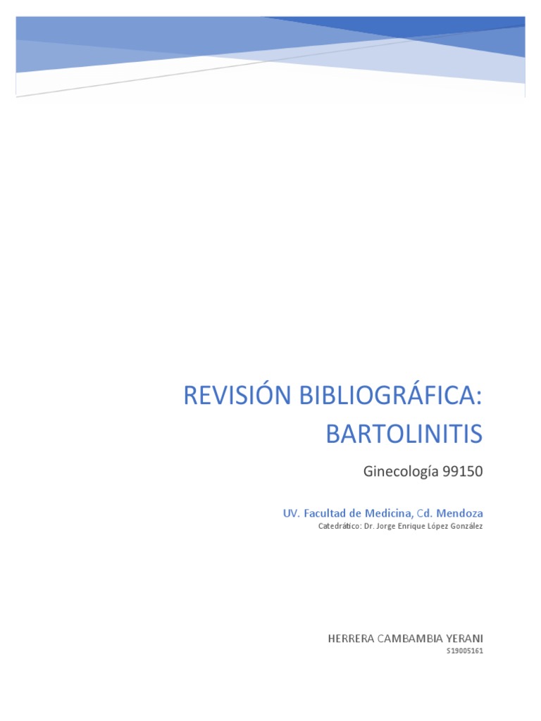 Bartolinitis: Quistes y Abscesos Vaginales | PDF | Cáncer | Vagina