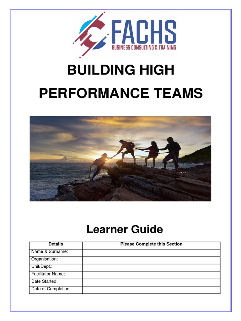 Fachs - Building High Performance Teams - Learner Guide - US 252037 ...