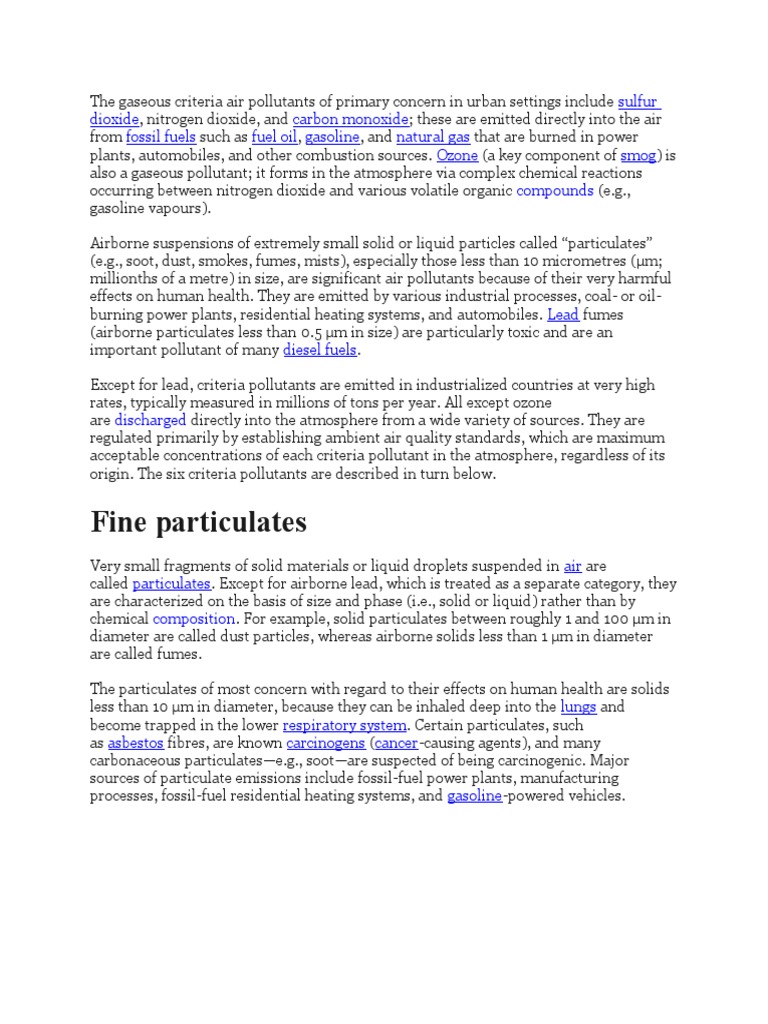 Fine Particulates | PDF | Particulates | Air Pollution