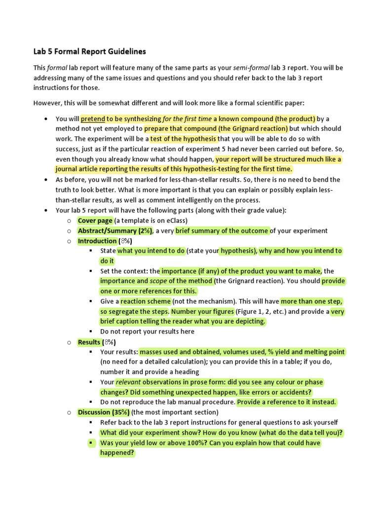 Lab 5 Formal Report Guidelines_W23 | PDF
