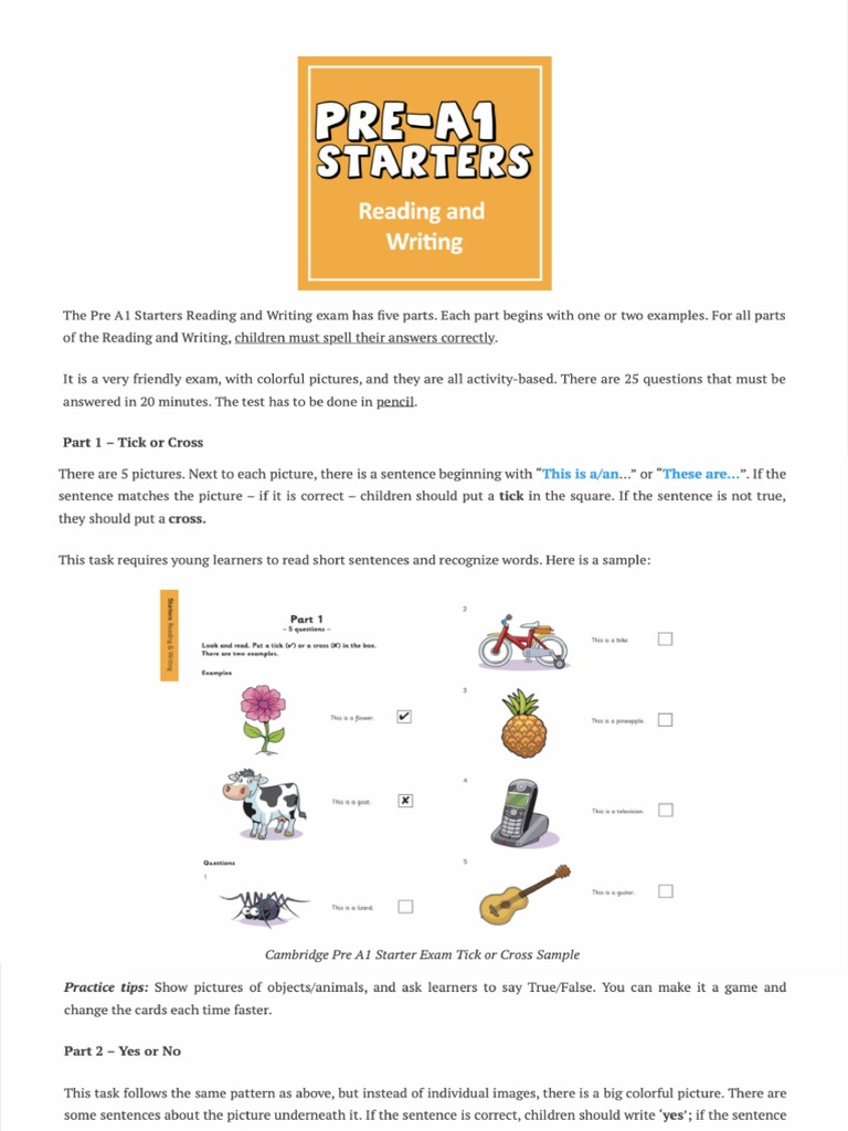 Starters Reading Writing | PDF