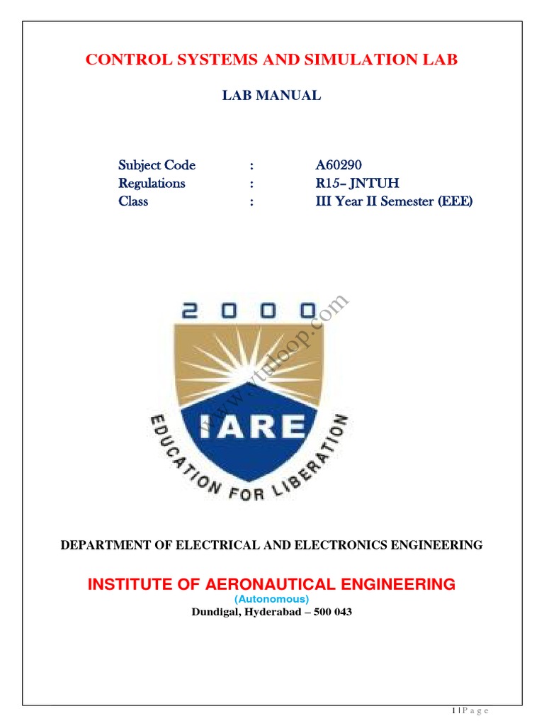 IARE Control Systems Lab Manual Download Free PDF Electric Motor