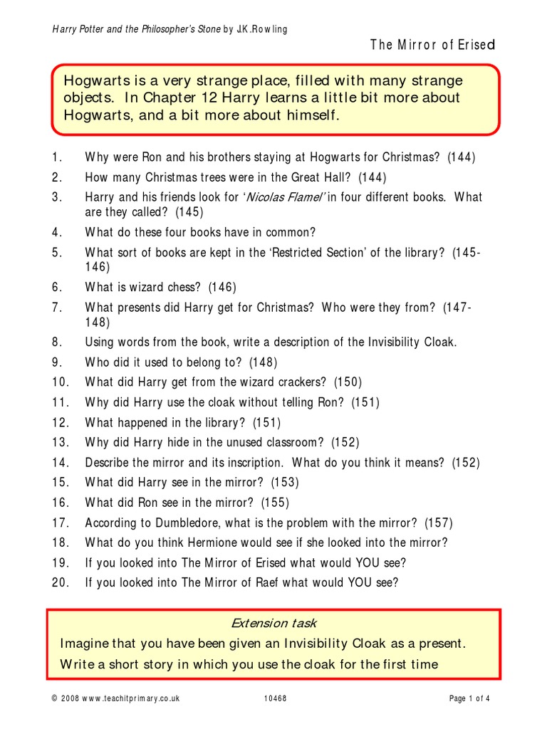 Harry Potter Comprehension Questions | PDF | Contemporary Fantasy ...