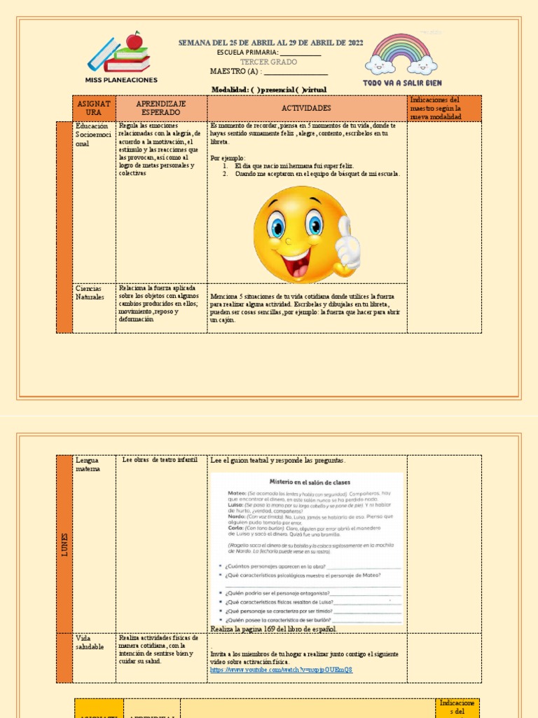 Actividades Educativas del 25 al 29 de Abril | PDF