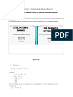 Resolución Guía " Adición y Sustracción de Números Enteros"