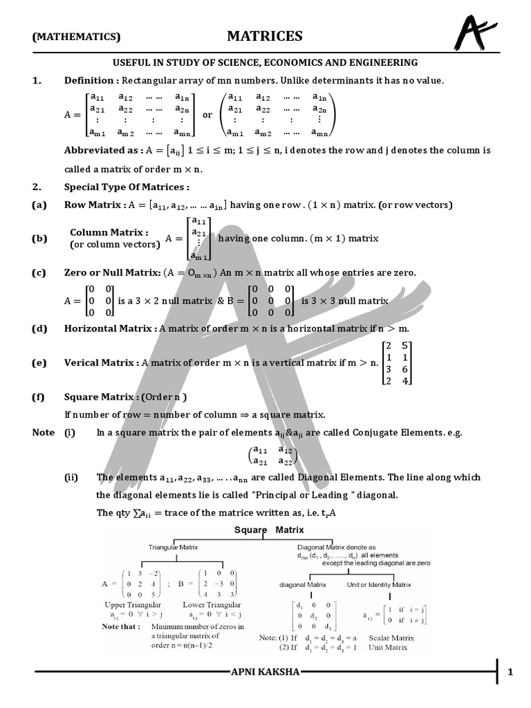 Understanding Matrices in Mathematics | PDF | Matrix (Mathematics ...