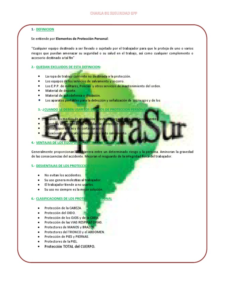 4 Elementos De Protección Personal Pdf