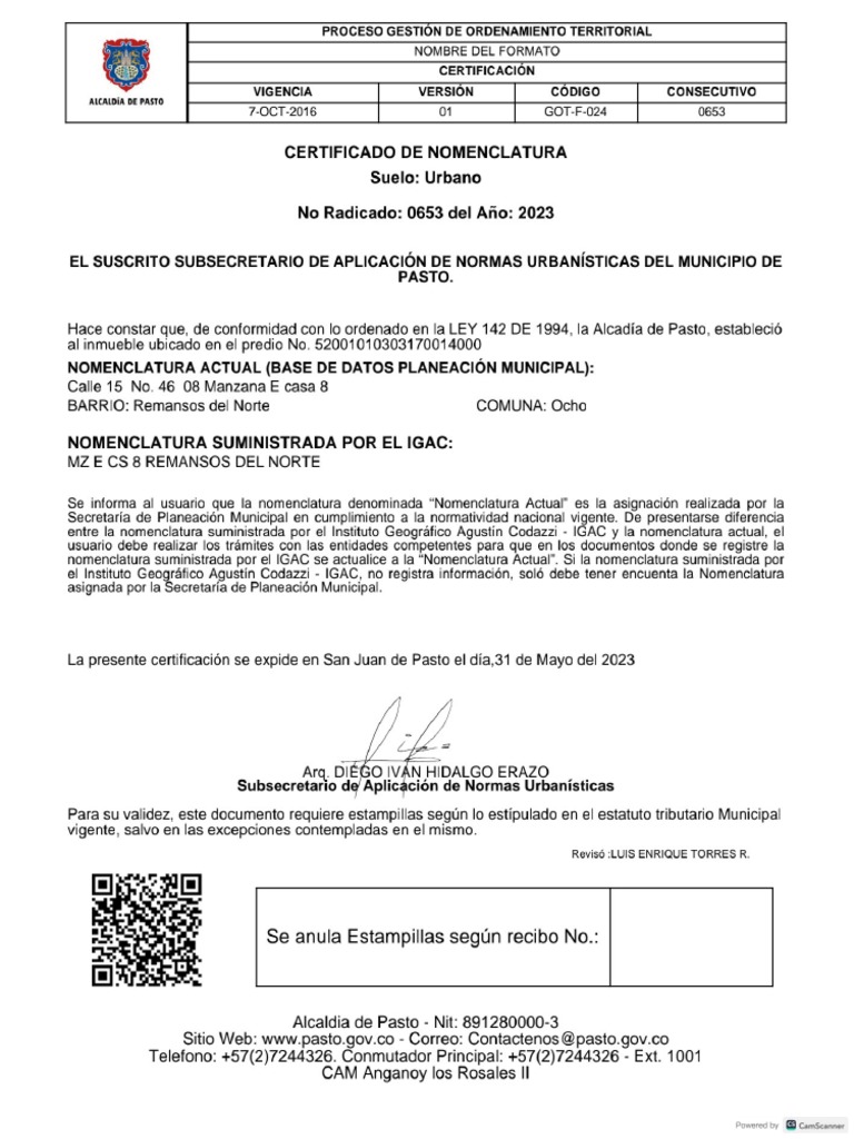 Certificado de Nomenclatura | PDF