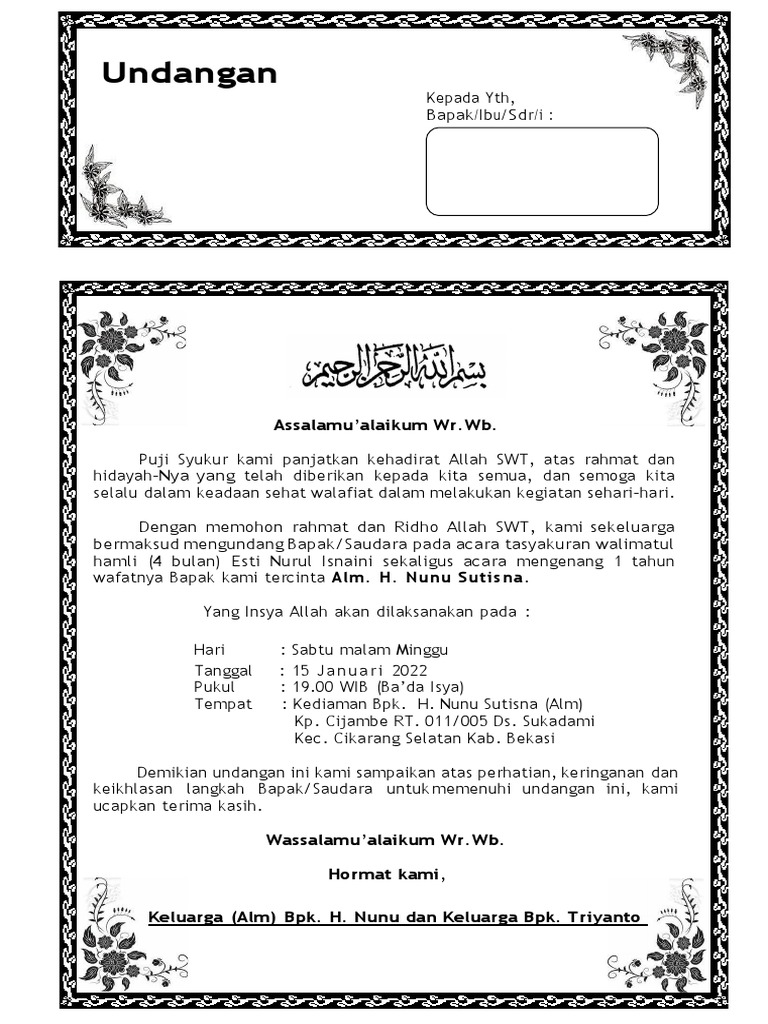 Undangan Tahlil | PDF