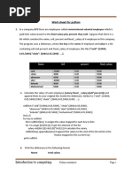 Python Graphics Worksheet With Answers