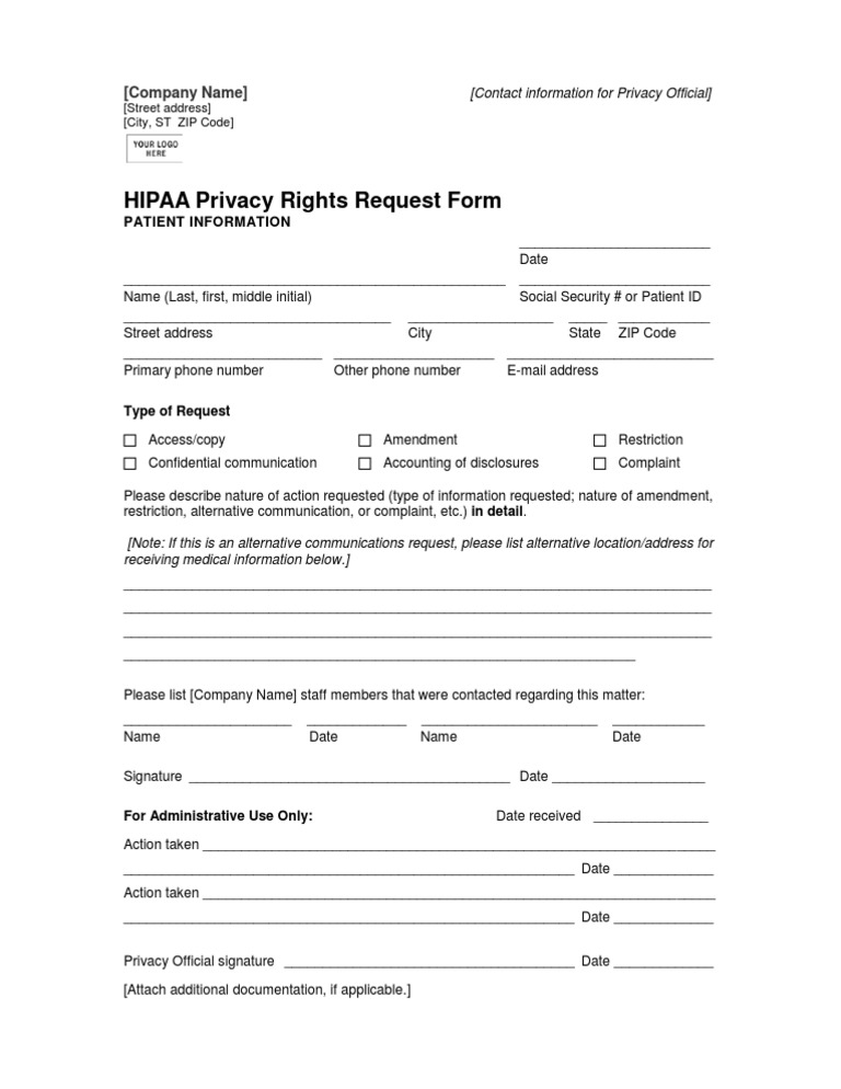 HIPAA Privacy Rights Request Form | PDF