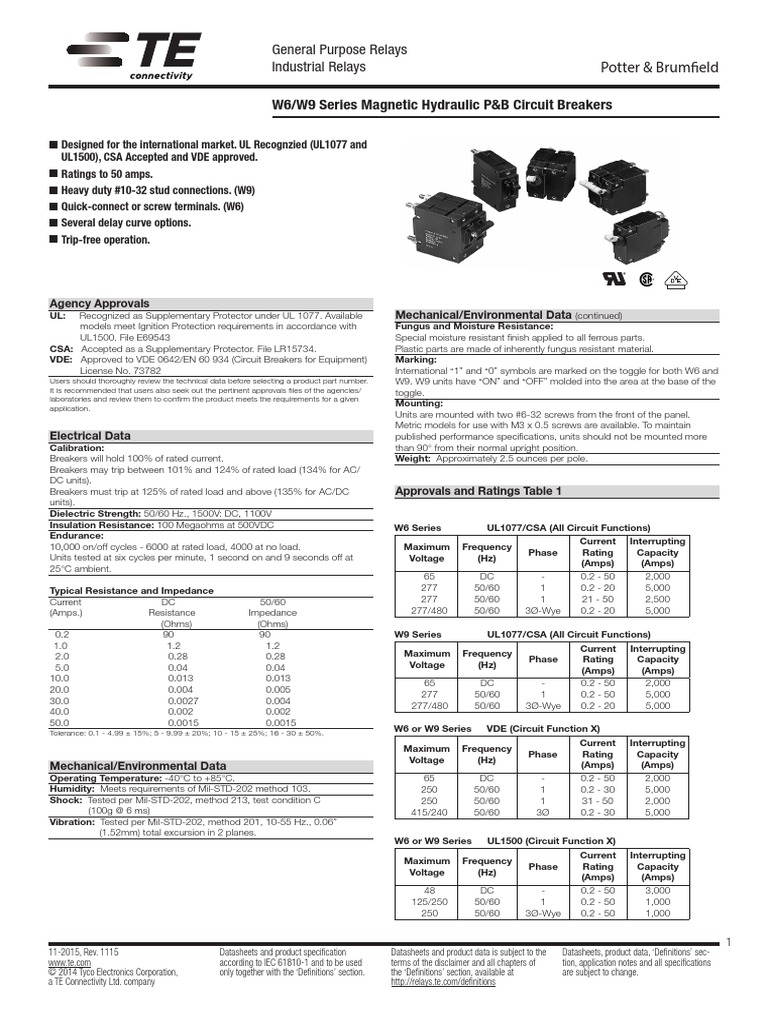Tyco Circuit Breaker | PDF | Electrical Impedance | Alternating Current