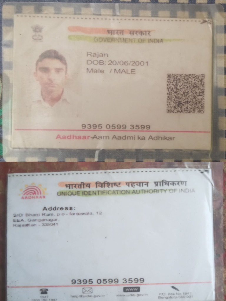 Rajasthan Male Aadhaar Card Details | PDF