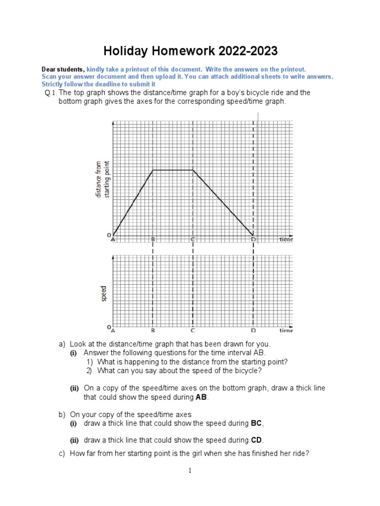 Holiday Homework Physics 2022-2023 | PDF | Speed | Physics