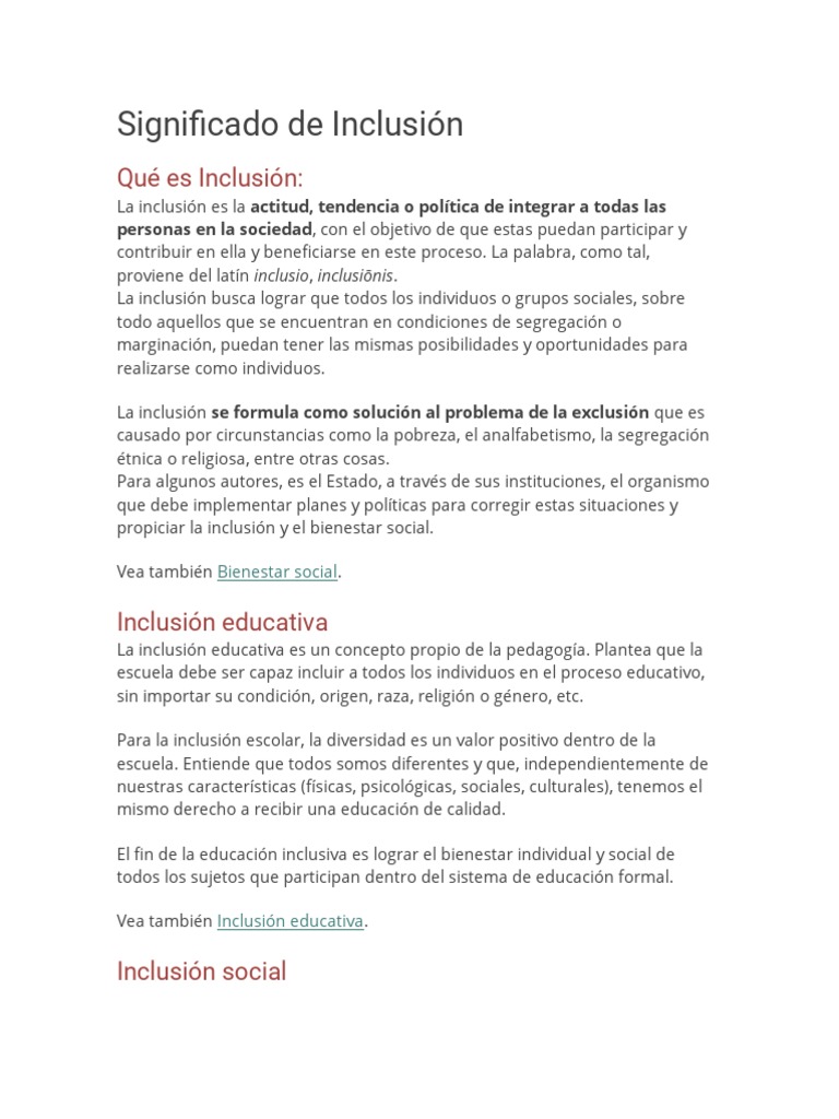 Image Result For Inclusin Qu Es Significado Y Tipos Enciclopedia Significados