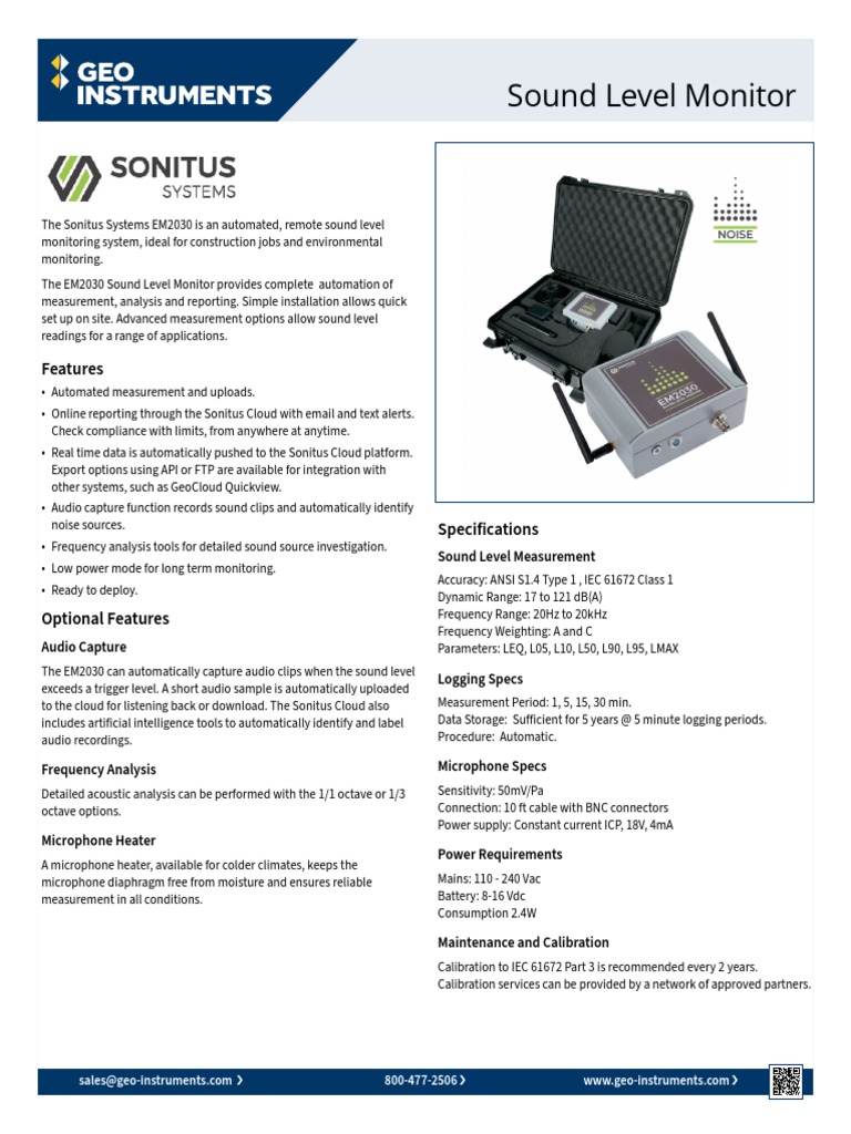 Sound Level Monitor | PDF | Microphone | Calibration