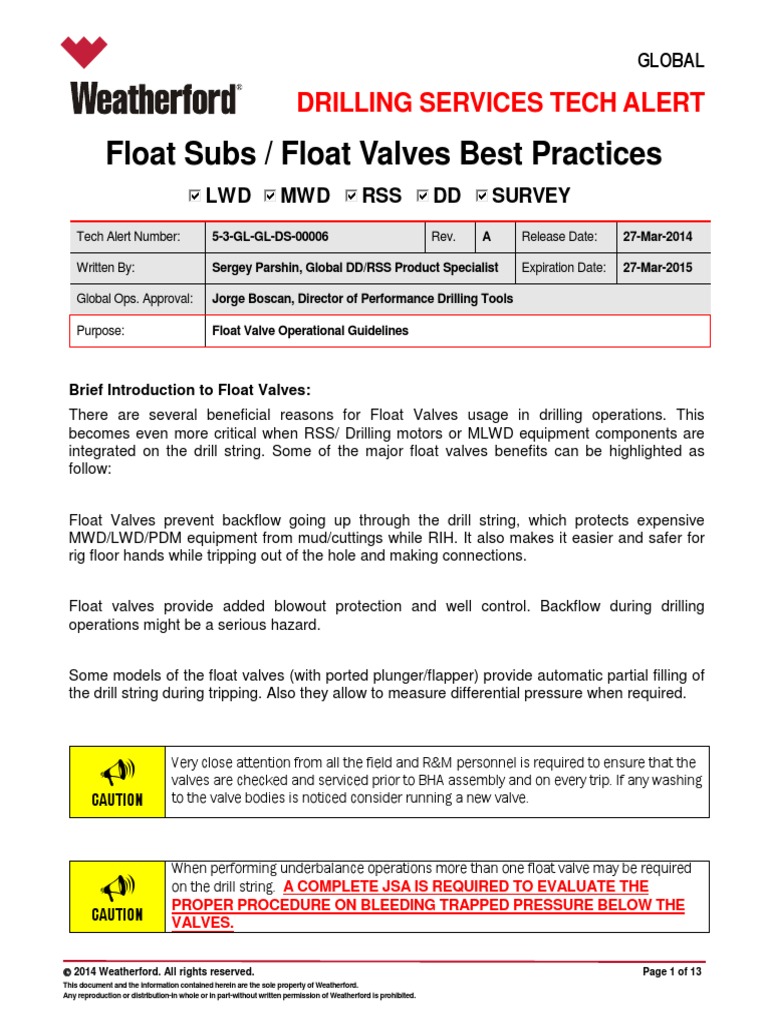 Float Valve Best Practices in Drilling | PDF | Valve | Oil Well