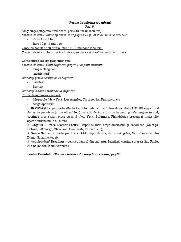 Clasa A VII-a Forme de Aglomerare Urbană | PDF