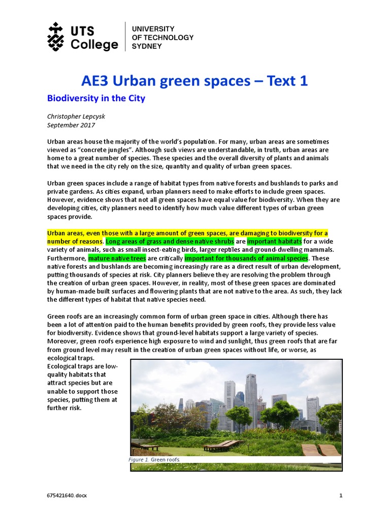Urban Green Spaces and Biodiversity | PDF | Biodiversity | Habitat