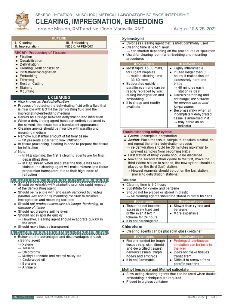 Hp 3 Clearing Impregnation Embedding Version 2 Pdf Histology