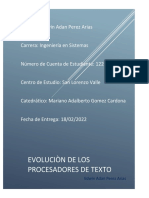 Evoluciòn Sobre Los Procesadores de Texto