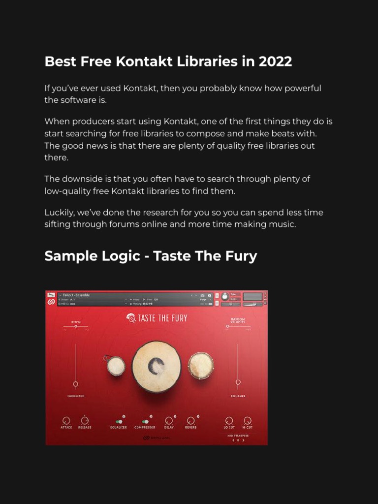Free Kontakt Libraries for Music Producers | PDF | Piano | Synthesizer