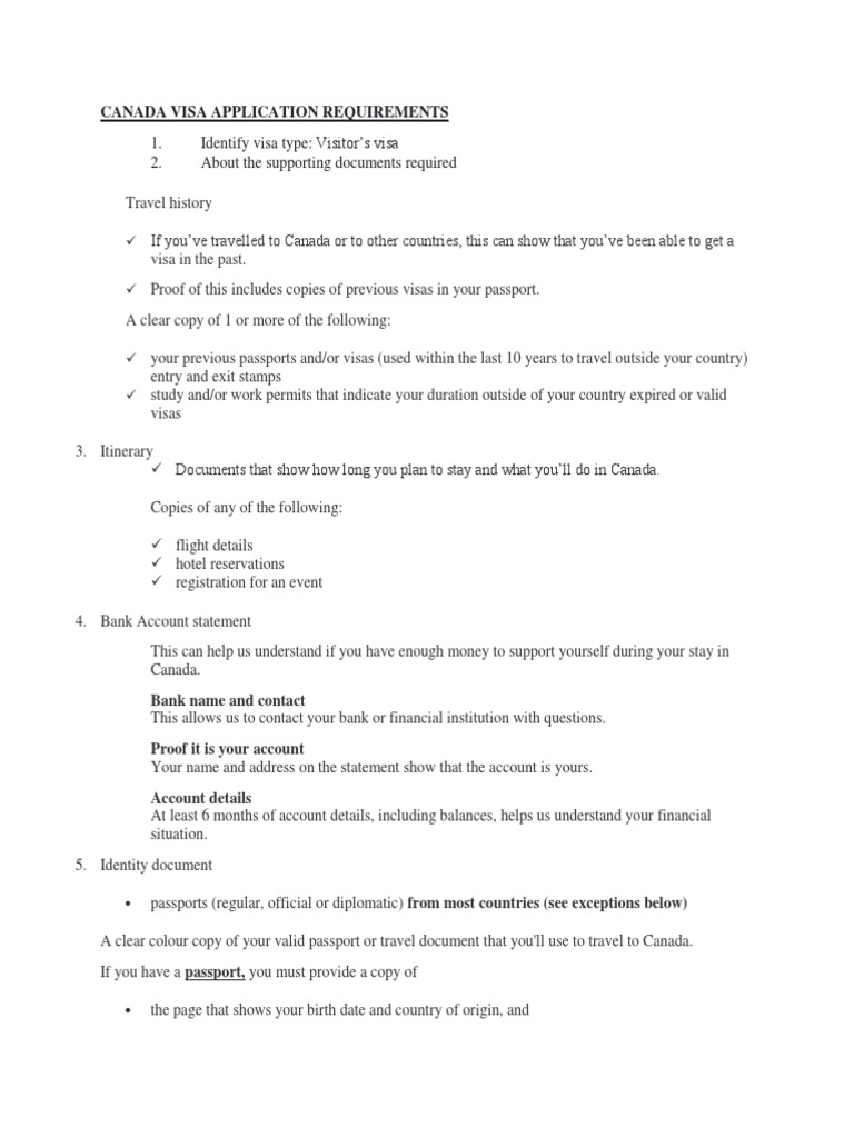 Canada Visa Application Requirements Download Free Pdf Travel Visa